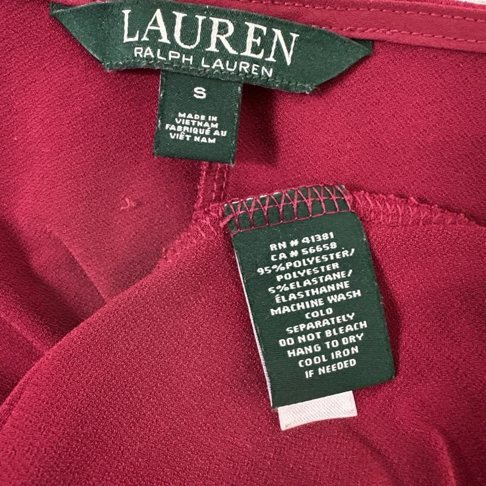 LRL Ralph Lauren Women's Large‎ Blouse Shirt Tunic Top Cranberry Stretch V-neck